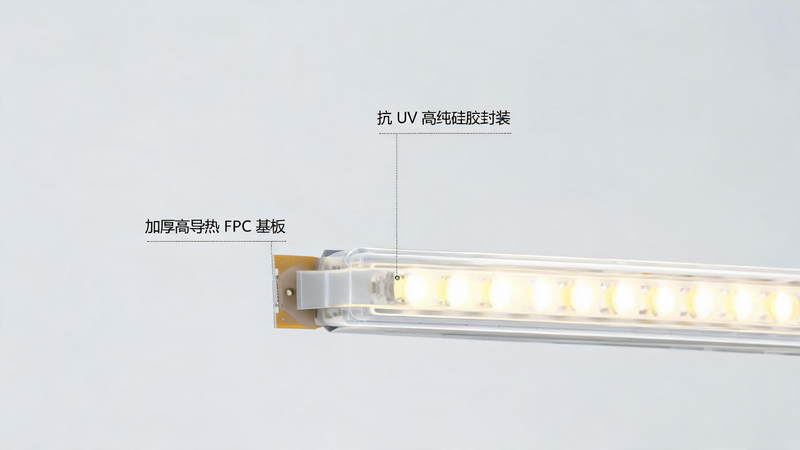 jimeng-2026-07-24-2086-图片主题：正邦光电工程级 COB 灯带工艺细节特写图 画面构图：微距特写实拍视角...