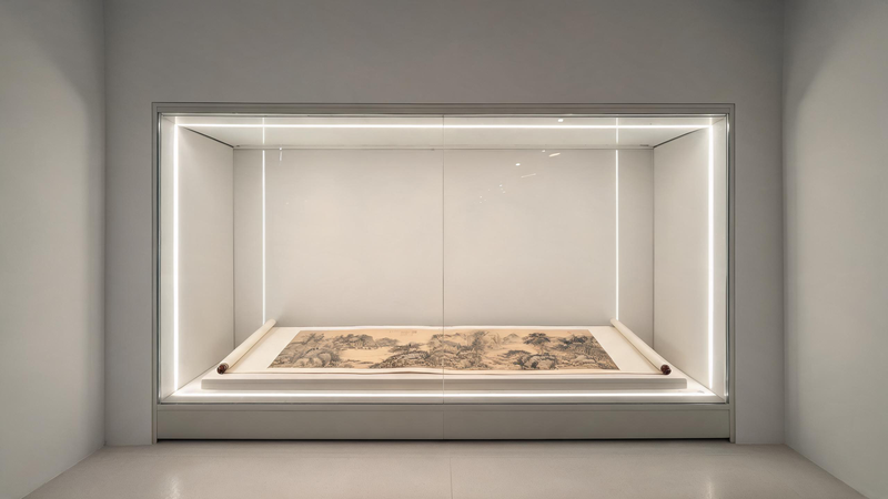 jimeng-2026-07-24-2505-图片主题：文博展厅艺术品展柜高显色 COB 灯带照明实景 画面风格：写实高清摄影...