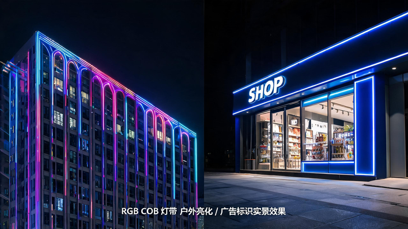 jimeng-2026-07-24-5160-配图名称:RGB COB 灯带户外楼宇亮化、广告标识实景效果图 画面风格:高清实... jimeng-2026-07-24-5160-配图名称:RGB COB 灯带户外楼宇亮化、广告标识实景效果图 画面风格:高清实...