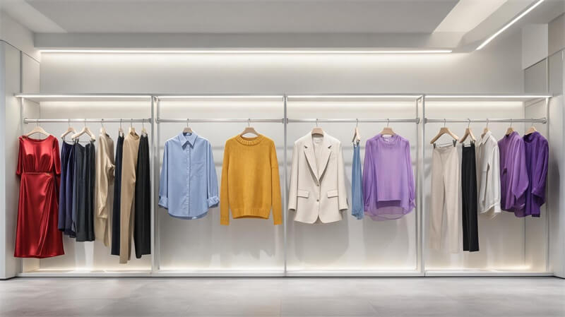 jimeng-2026-09-09-3546-8K超写实服装展示空间，高显色COB LED灯带隐藏安装在服装展示架和墙面灯槽内...